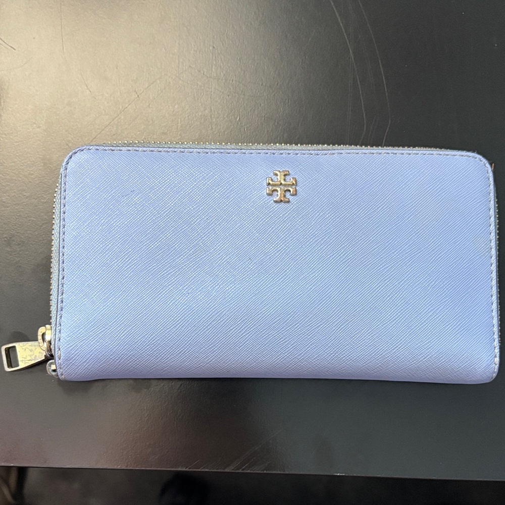 Tory Burch Sky Blue Zip Wallet